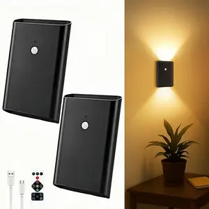 Smart LED Night Lights w/ Motion Sensor | 5000mAh Rechargeable Wall Sconce Set of 2 | Magnetic Stair Lights Indoor | Wireless Wall Sconces Night Light for Bedroom Hallway hoko lite