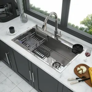 Stainless Steel Drop-in Kitchen Sink 16 Gauge Single Bowl Kitchen Sink,Noise reduction processing with multiple accessories#springtok Home Faucet