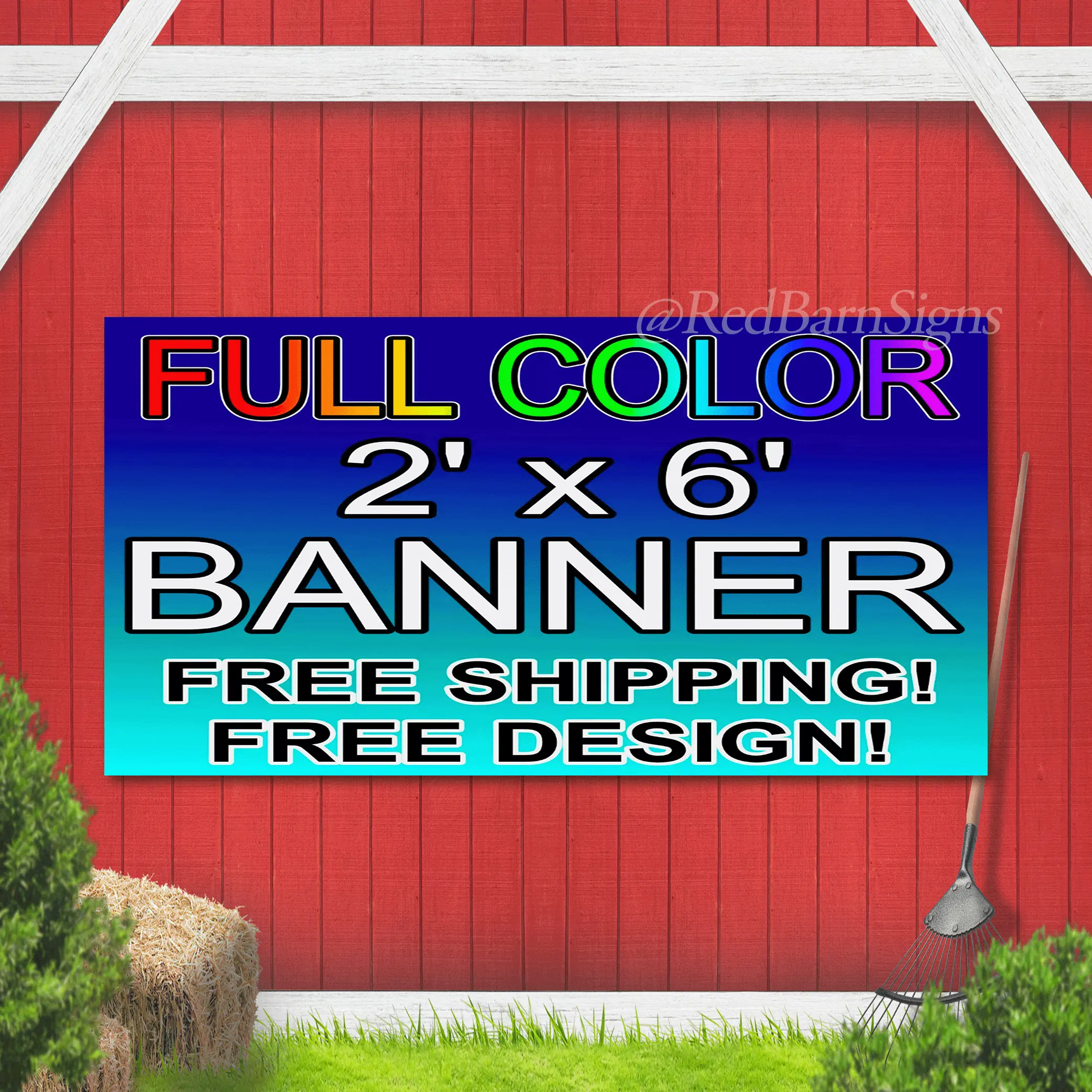 2 x 6 Custom Vinyl Banner 13oz Full Color Outdoor Sign 2x6 FREE DESIGN