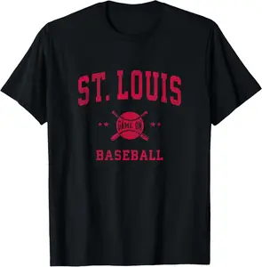 100%cotton St Louis Vintage Baseball Throwback Retro Design T-Shirt Top Casual