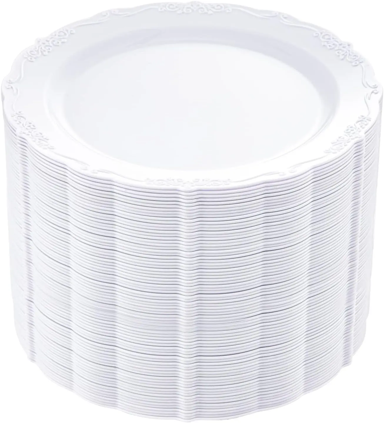 60 count White Plastic Plates, Heavy Duty White Disposable  7.5inch Dessert Cake Salad Appetizer Plates Hard Plastic Platos Disposable for Party Wedding