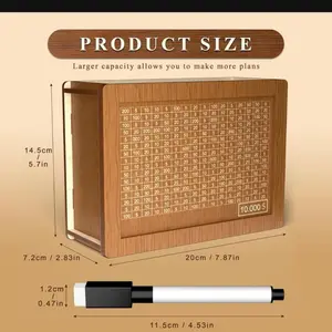 Cash Vault Wooden Savings Box, Wooden Cash Saver Money Box With Money Target And Numbers, Wooden Coin Bank Money Box With Counter For Savings Goal $10000 Halloween, Christmas Gift Piggy Decor