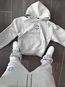 Unisex Casual Hoodie Sweatshirt Set, Shield Graphic Print, Long Sleeve, Fitted Design, Fall & Winter Wear, Daily Fashion, Comfortable and Stylish