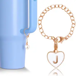 Heart White Letter Tumbler Charm