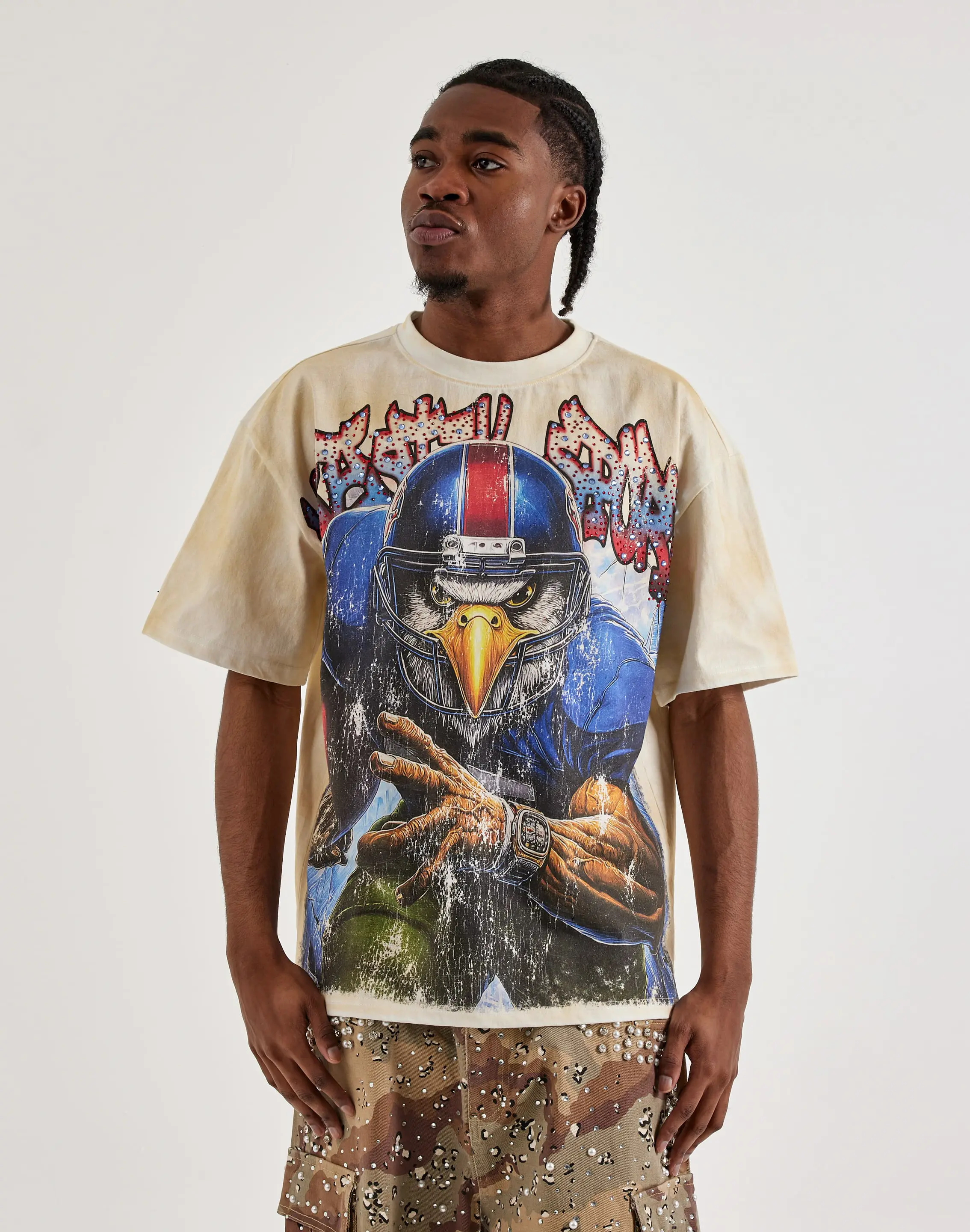 Mens Majestik Sport Eagle Rhinestone Tee