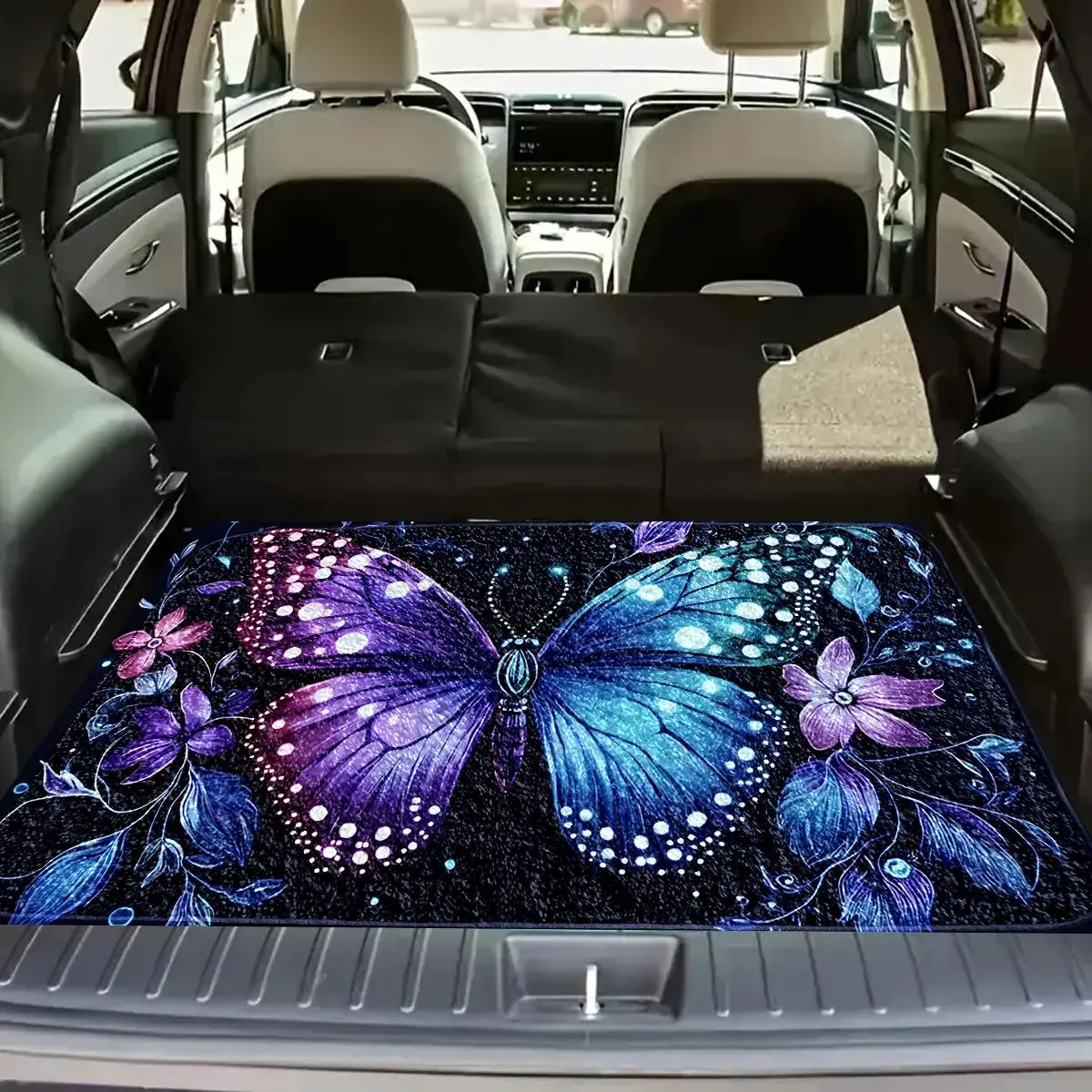 Butterfly Pattern Car Trunk Mat, Multi-purpose Dust-proof Car Trunk Liner, Universal Car Interior Accessories for Women & Girls, Girly Car Accessories, Car Dust Mats