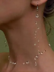 Women's Elegant Tear Drop Shaped, Exquisite Trendy Necklace & Dangle Earrings, Chic Teardrop Jewelry Set for Party & Daily Clothing Decor