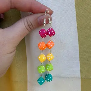 Gaymer Pride Dice Dangle Earrings