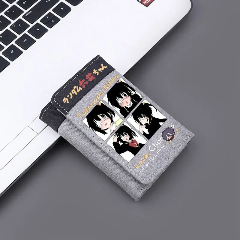Cute Chuunibyou to Boku no Honyoku Little Bird Tour Rikka Short Wallet Card Holder for Female Students, Compact Design, Cartoon Print, Casual Use