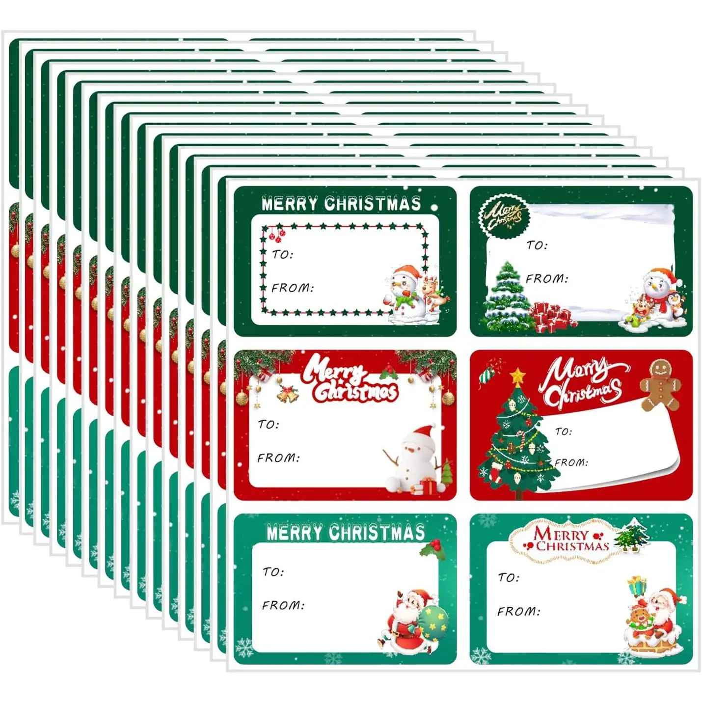 Decorative No-Glue-Needed Christmas Labels Stickers, 90-Count Festive Gift Tags for Holiday Decorations