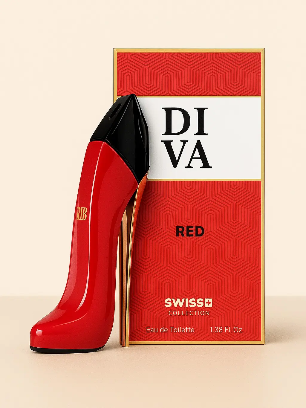 Swiss Collection DIVA RED Eau de Toilette 100 ml / 3.38 Fl. Oz. - Vibrant Citrus & Red Fruits Top Note with Floral Heart & Musky Base