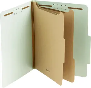 Amazon Basics 10-Pack Pressboard Classification File Folders with Fasteners, Dividers, 2” Expansion, 11.97 x 10.55 Inch (Letter) - Green