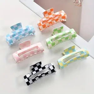 6 Packs of Colorful Checkered Hair Clips, Simple, Cute and Elegant Bun Claw Clips, Perfect for Daily Party and Holiday Hair Accessories, A Gift for Her