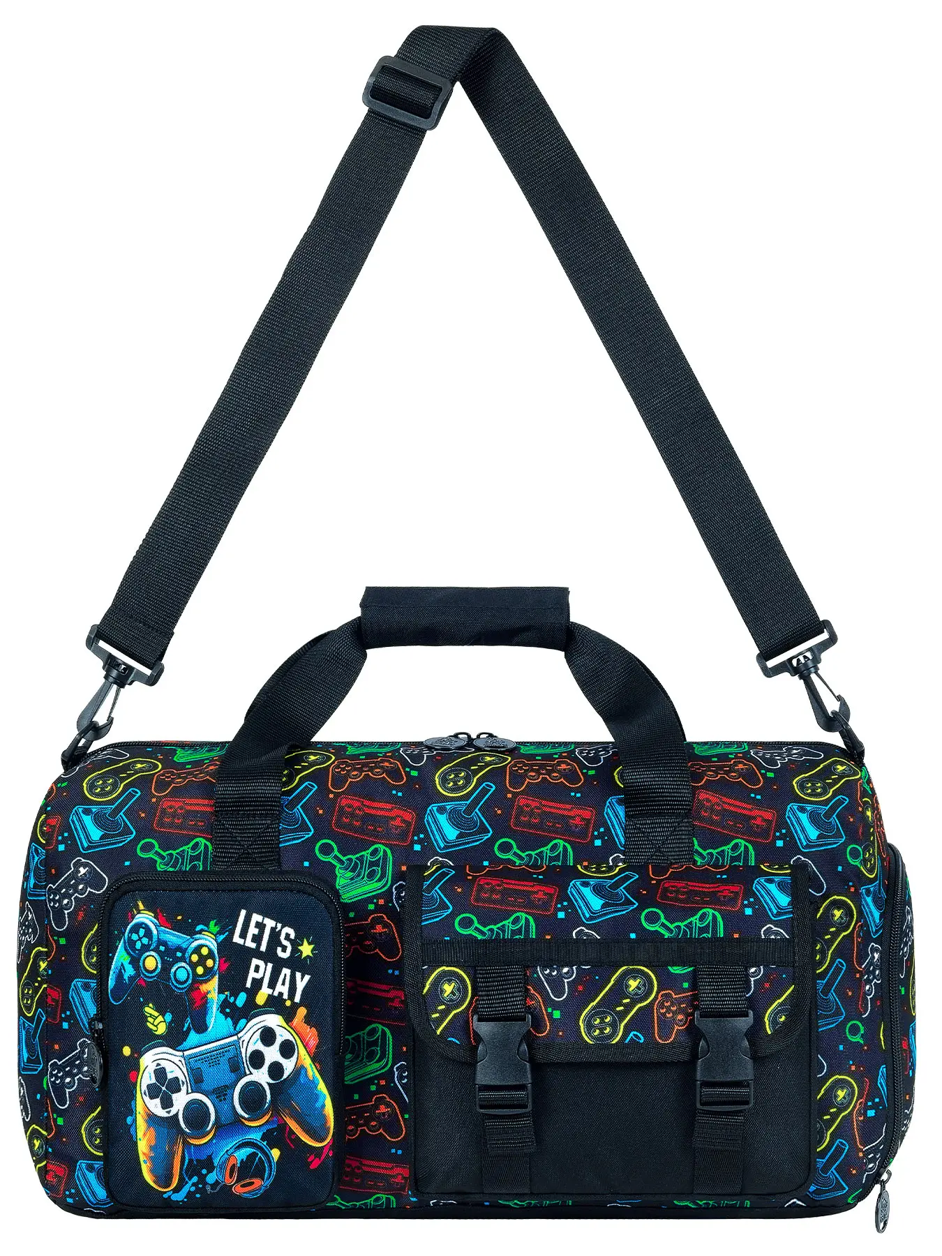 Kids Game Duffle Bag for Boys, Water-Resistant Travel & Weekender Bag with Shoe Compartment for Sports, Gym & Sleepovers, Sports Fitness Bag