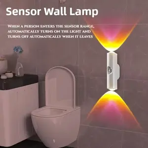RGB LED Motion Sensor Wall Light, Rechargeable Night Light, Magnetic Stick On Light for Bedroom, Stairway, Hallway, Outdoor, RGB, Home Decor Sunset Night Lamp