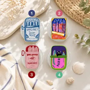 Sardine Can Magnetic Acrylic Phone Grip, Retro Tinned Fish Phone Holder, Vintage Food Art Preppy Summer Accessory