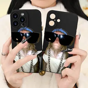 Highly Rated Premium Creative Funny Fashion Glasses Monkey Pattern Painted Angel Eye Black Frosted Couple Style Soft Shell TPU Mobile Phone Case for IPhone16/15/14/13/12/11/ Plus Pro Max  New Year Christmas Gift, for Christmas Protection Smartphone