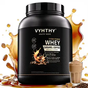 VYHTHY Whey Protein Powder - Caramel Coffee Flavor, 24g Protein, 3.5g BCAAs, Sugar-Free, High-Quality Whey Isolate & Concentrate, Supports Muscle Growth & Recovery - Healthcare Fitness Supplement