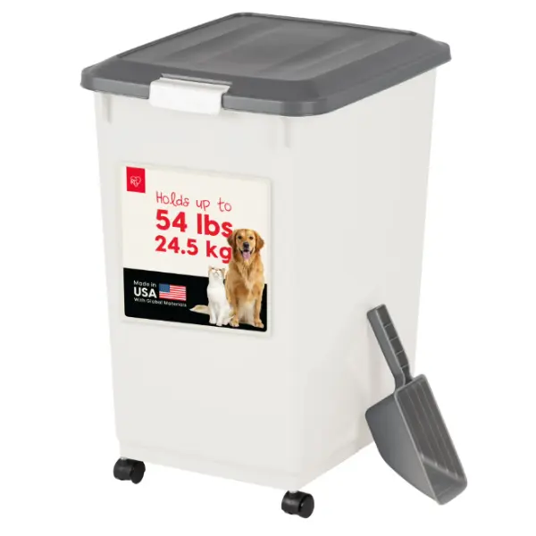 Airtight Pet Food Container, 54 Lbs Capacity, Dog & Cat Food Storage Bin with Scoop, Pet Food Storage Container
