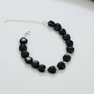 Black obsidian bracelet with 925 sterling silver