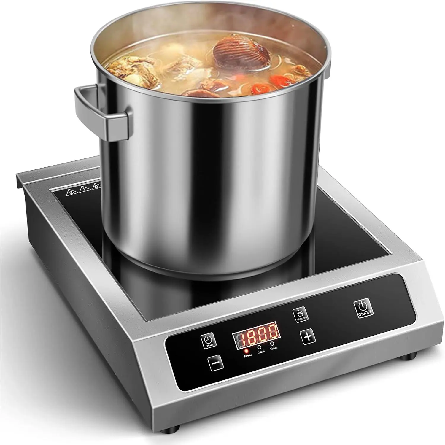 1800W Commercial Single Electric Cooktop - Sensor Touch, LCD Screen, 10-Level Precise Temp Control, 8" Large Heating Coil, ETL-Certified, Induction Compatible Kitchen & Household Appliances, Kitchen Appliances