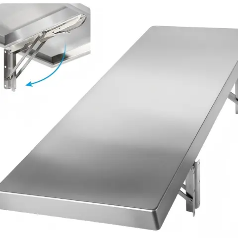 20" x 10" Heavy-Duty Steel Foldable Corrosion-Resist Stainless Steel Wall Mount Shelf Rack with Mounting Kit, Pre-Drilled Install Drop-Down Shelves for Storage, Food Trucks & Garage Quick Setup
