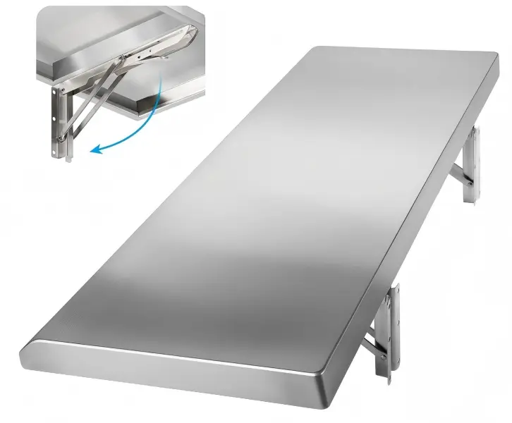 Stainless Steel Folding Wall Shelf, 20" x 10" Drop Down Concession Shelf, Heavy Duty Foldable Wall Mount Shelving for Food Truck, Kitchen, Garage