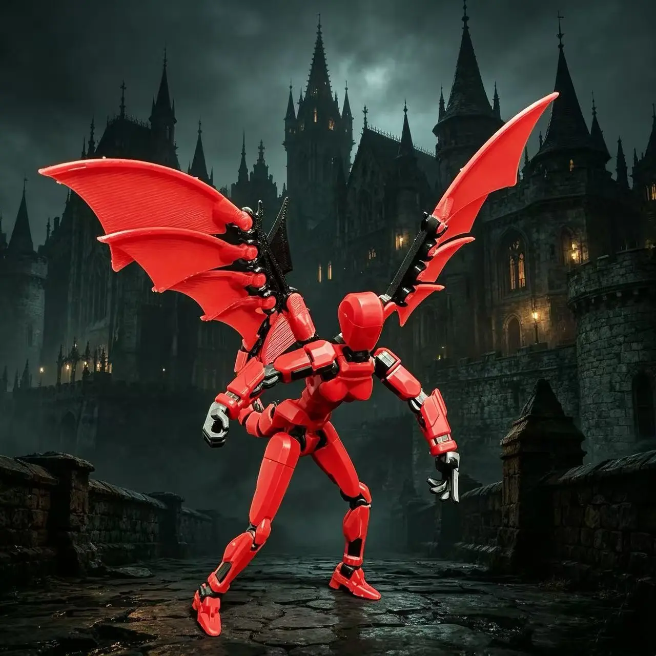 Lucky 13 Dragon Man Figure, Mecha Demon Articulated Model, 3D Printed Multi-Joint Doll, Dark Theme Desktop Decor, Trendy Collectible Toy, Collectible Action Figure