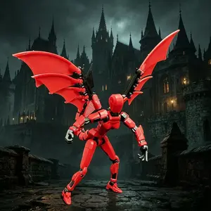 Lucky 13 Dragon Man Figure, Mecha Demon Articulated Model, 3D Printed Multi-Joint Doll, Dark Theme Desktop Decor, Trendy Collectible Toy
