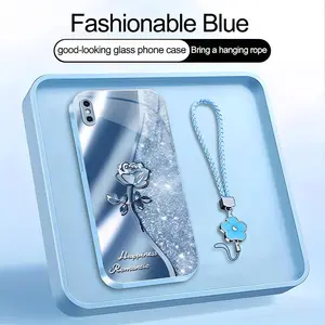 Suitable for [iPhone Xs Max] high-end phone case，a beautiful four-leaf clover lanyard is included,printed case, no glitter，exquisite high-quality rose pattern,a variety of colors are available for you to choose from YM99