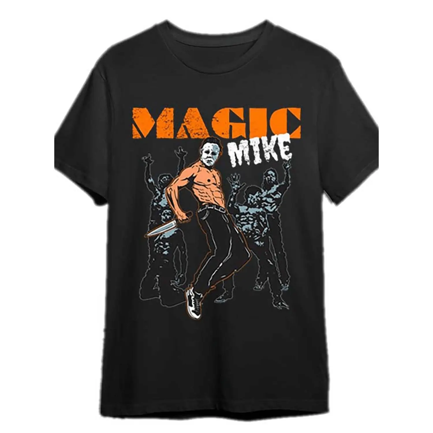 1 pc, 100% cotton T-shirt, Magic Mike - Michael Myers - T-shirt Fun Men's Short Sleeve Printed T-shirt Collection Black