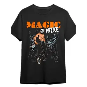 1 pc, 100% cotton T-shirt, Magic Mike - Michael Myers - T-shirt Fun Men's Short Sleeve Printed T-shirt Collection Black