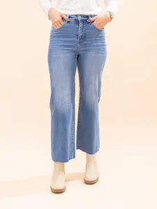 Risen Tummy Control High Rise Crop Wide Jeans | 0-3X