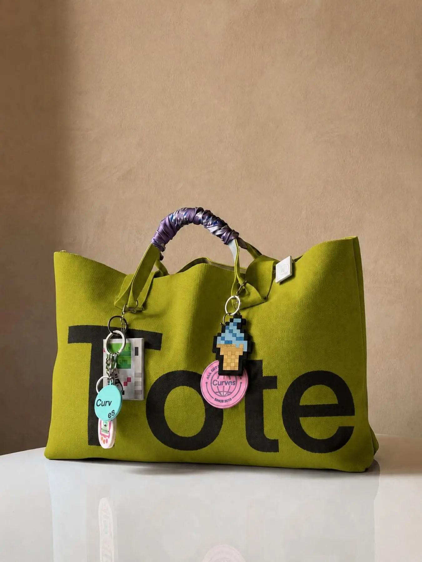 Large-capacity knit tote bag with letter pattern; casual, versatile shoulder/handbag for everyday use; multifunctional commuter backpack; lightweight, foldable large shoulder bag; chic, fashionable multifunctional handbag; spacious bag with a casual, mini