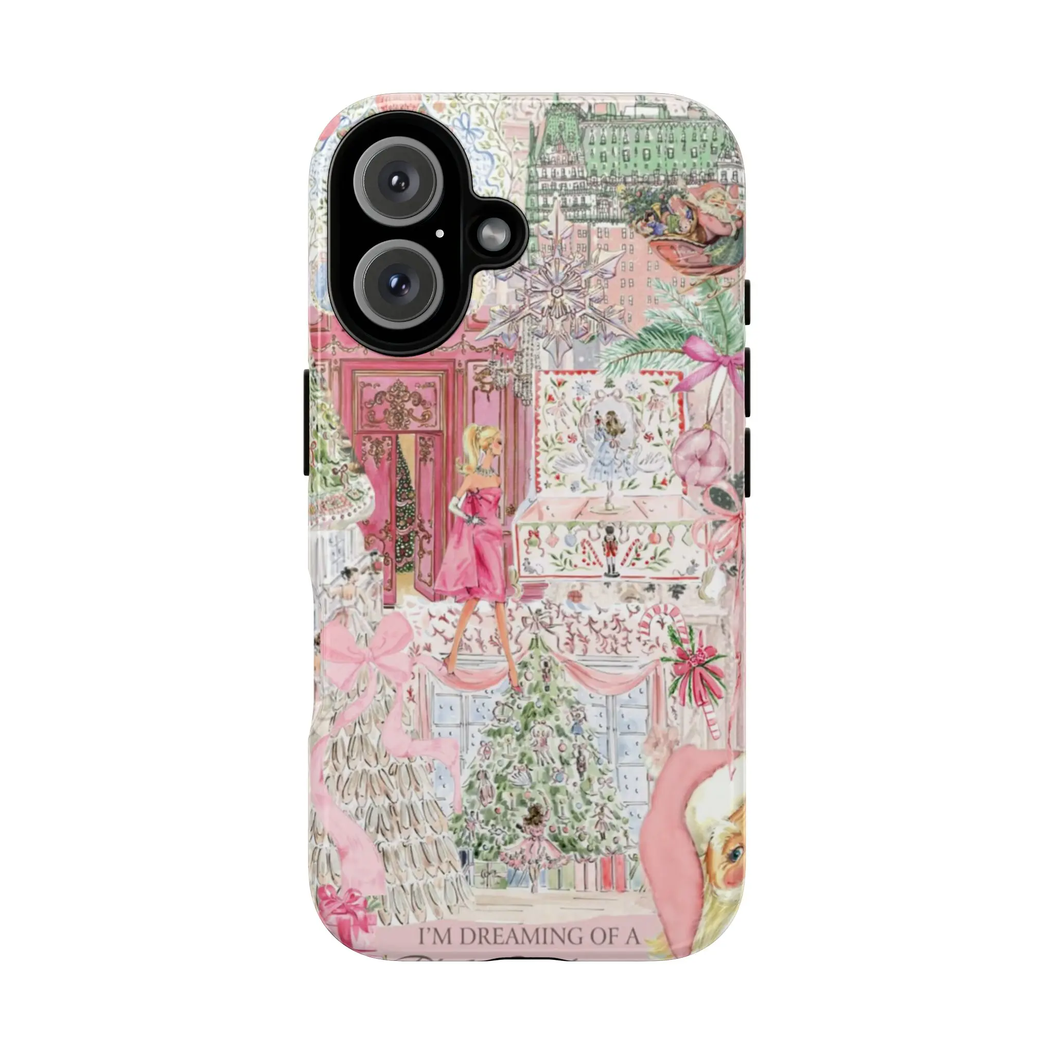 Barbie Pink Glam Christmas Collage Phone Case Collection for iPhone 17, 16, 15, 14, 13, 12, 11, SE, X XR XS Max 15 Pro Max Samsung Galaxy S20 S21 S22 S24