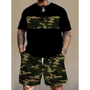 Plus Size Camo Blackwith Polyester Blend Machine Washable Streetwear Clothing Knitted Fabric 220g-100% Cotton Round Neck Elastic Heat Transfer Geometric Pattern Knitting, For All Seasons Essential Hip Hop And Jogging Tshirt Can For Holiday