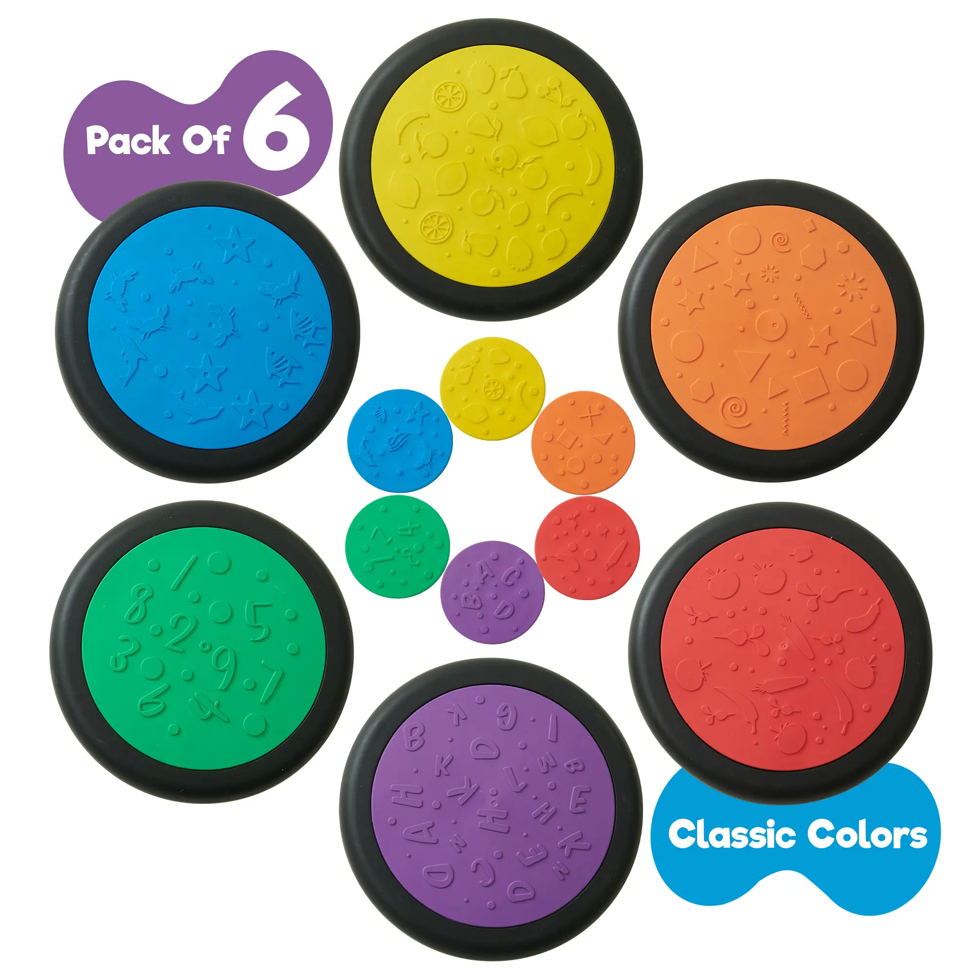 Pack of 6 Sensory Stepping Stones for Kids | Autism-Friendly Balance Stones | Non-Slip Indoor & Outdoor Activity Toy for Kids | Textured Educational Play Set | Age 3+
