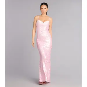Rosalie Formal Satin Sequin Mermaid Dress