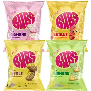 BUBS Sweet Banana, Strawberry, Lemon, Tutti Frutti Ovals 1 Pack of 5.5oz Creamy Foam Soft Chewy Vegan Treat Made in Mexico Inspired by Swedish Tradition