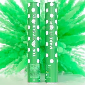 2 Pack Green Powder Cannon Poppers (12 Inch) , Party Cannons for Celebrations, Graduation, Birthday, Wedding, New Year Eve