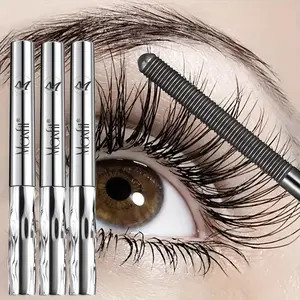3 Pcs Waterproof Mascara,Silver Tube MascaraLong Lasting Waterproof Lengthening Volumizing Mascara Makeup Cosmetic eyebrow tint