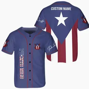 Custom Puerto Rico Baseball Jersey - PR Flag Shirt - Unisex Sports Jersey