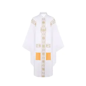 Men Women Medieval Retro Priest Monk Long Gown Cosplay Costume Cross Print Muslim Missionary Cloak Cape Halloween Party Robe