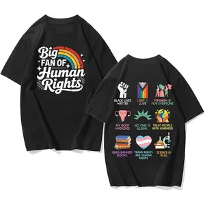 Big Fan of Human Rights T-Shirt, Retro Rainbow T-shirt, Radicalized by Basic Decency Tee, Everyone Welcome Gift For Liberal Anti Populism Gifts