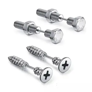 Stainless steel earrings, cool spiral-style studs with back perforation, suitable for both men and women