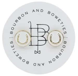 Horseshoe Stud Earring - White