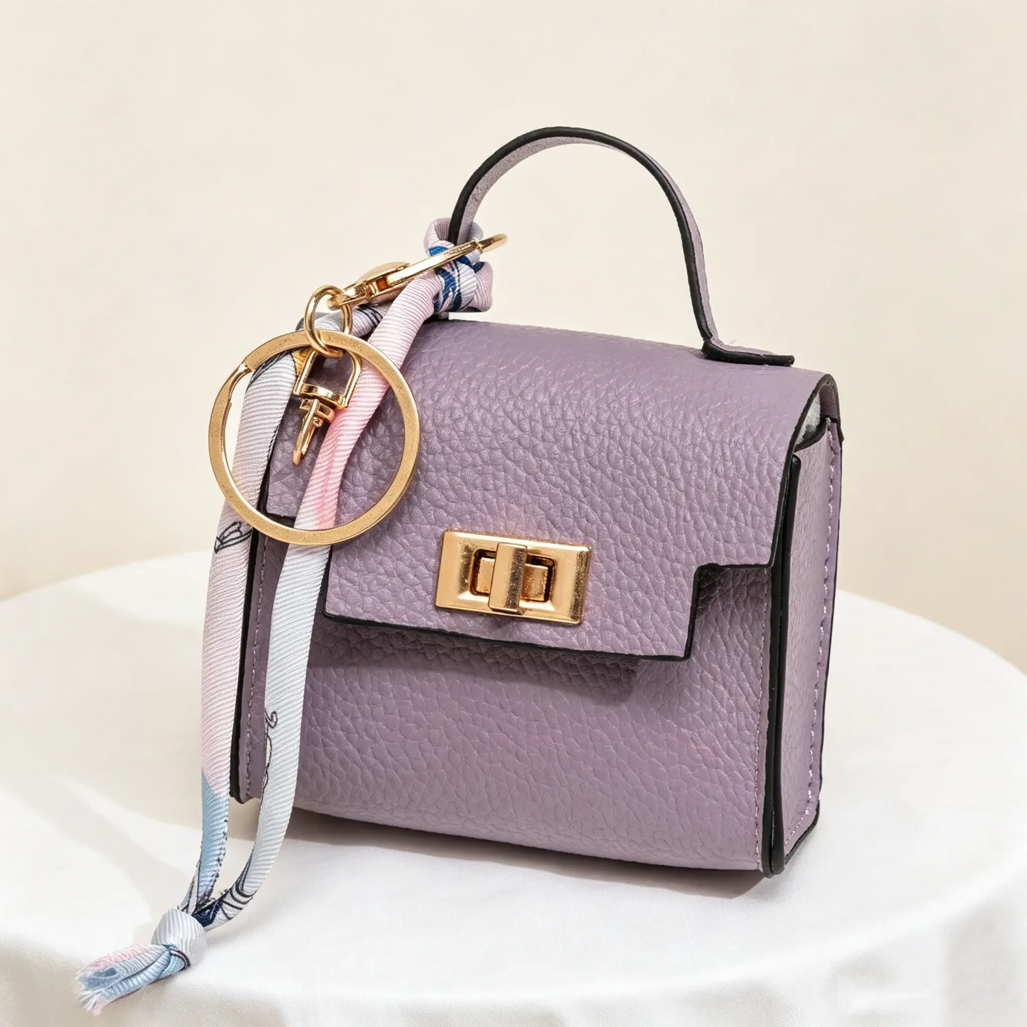 Purple Square Coin Purse Keychain