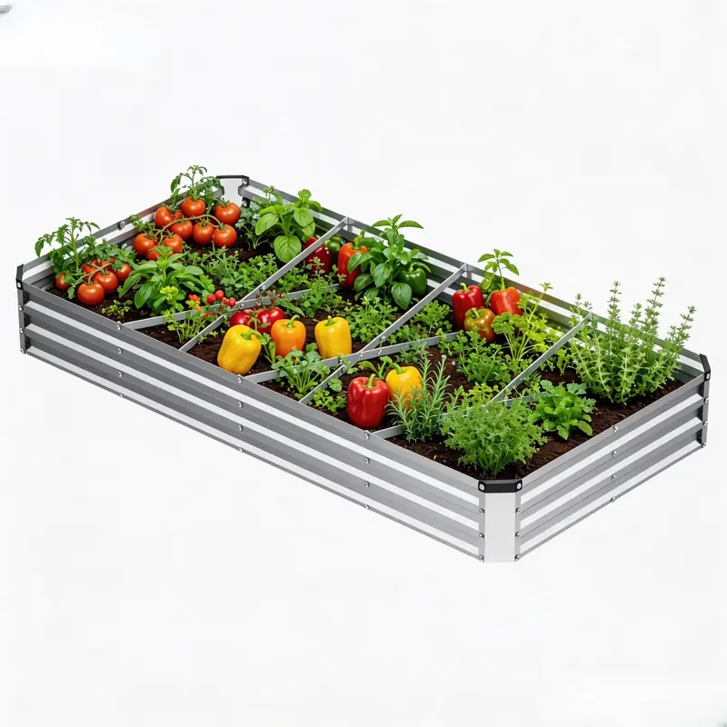 Sweetcrispy Rust-Resistant Galvanized Steel Planter Box Kit - 12×4×1ft Rectangular Outdoor Planters, Tool-Free Assembly, Safety Design, X-Bar Stability, All Seasons Use, Great for Veggies & Herbs, Grow Veggies/Flowers, Hardware, Gloves (Beginner-Friendly)