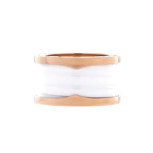 Pre-owned Bvlgari B.Zero1 Four Band Ring 18K Rose Gold and Ceramic by Rebag