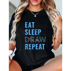 100% Cotton Artist Eat Sleep Draw Repeat Art Drawing Gift T-Shirt